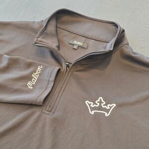 Malbon Golf DraftKings Mens XL Quarter Zip Pullover Black Crown Logo Performance